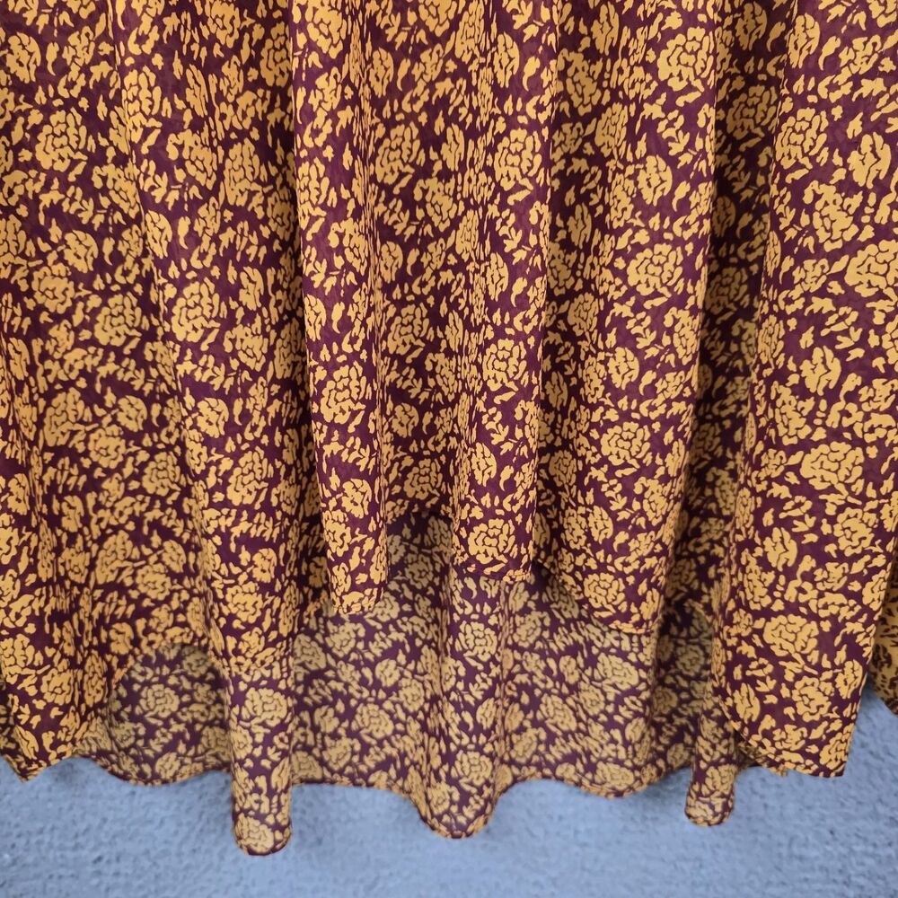 Lane Bryant Plus Boho Floral Blouse 18/20 Burgundy Mustard Yellow Trendy Flowy - Picture 9 of 10